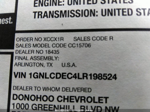 2020 Chevrolet Tahoe, VIN: 1GNLCDEC4LR198524