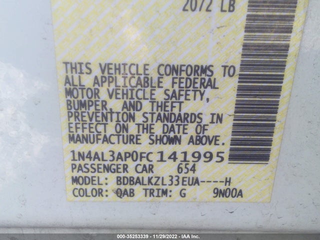 Nissan Altima 2.5 Sv 2015 1N4AL3AP0FC141995 Image 14