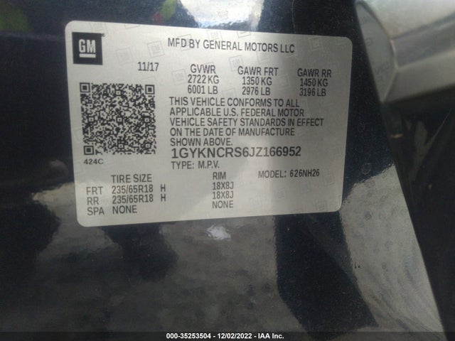 2018 Cadillac XT5, VIN: 1GYKNCRS6JZ166952