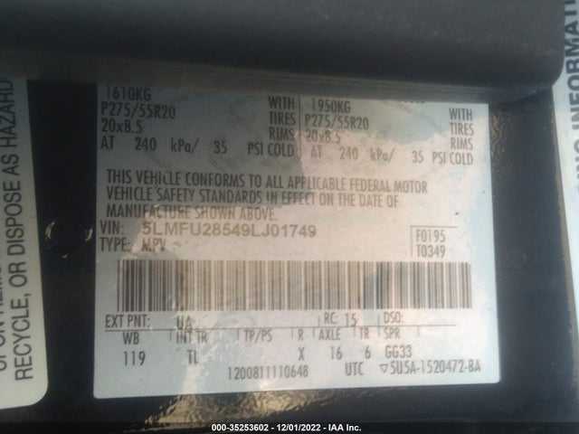 Lincoln Navigator 2009 5LMFU28549LJ01749 Image 10