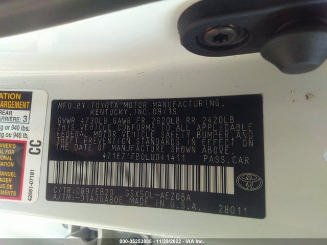 2020 Toyota Avalon, VIN: 4T1EZ1FB0LU041411