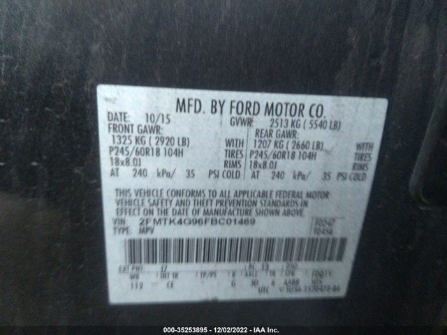2FMTK4G96FBC01469 Ford Edge