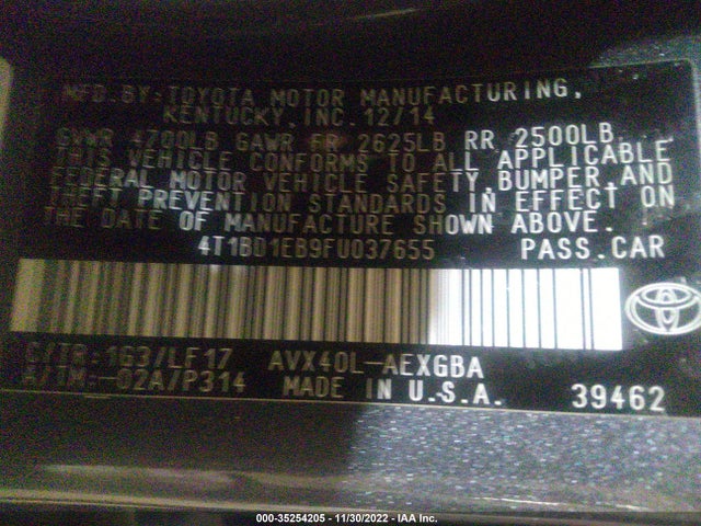 2015 Toyota Avalon, VIN: 4T1BD1EB9FU037655