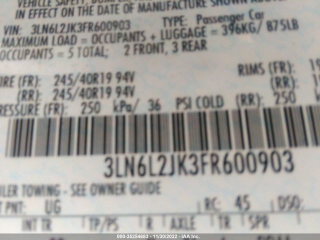 Lincoln MKZ 2015 3LN6L2JK3FR600903 Image 10