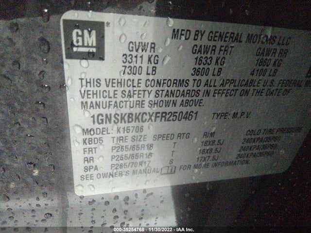 Chevrolet Tahoe Lt 2015 1GNSKBKCXFR250461 Image 10