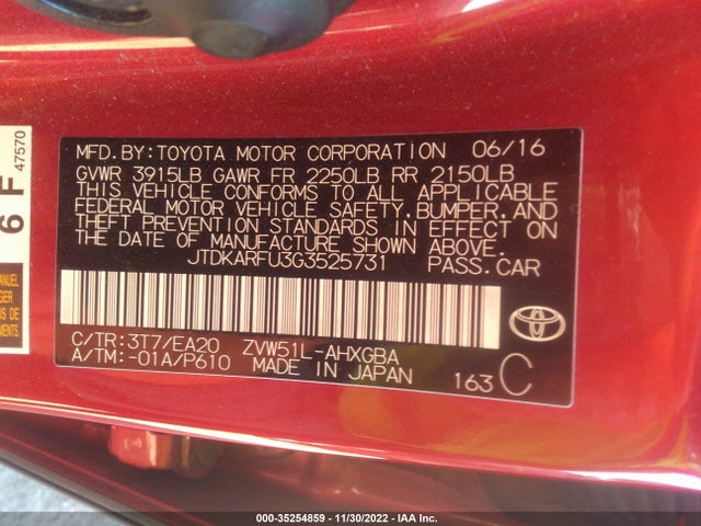 Toyota Prius Four 2016 JTDKARFU3G3525731 Image 9