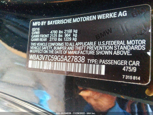 2016 BMW 4 Series, VIN: WBA3V7C59G5A27838