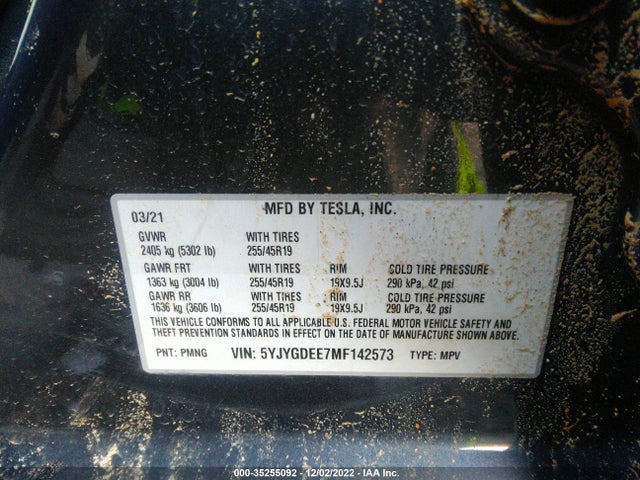 5YJYGDEE7MF142573 Tesla Model Y Long Range