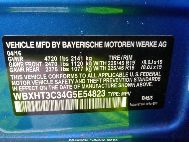 2016 BMW X1, VIN: WBXHT3C34G5E54823