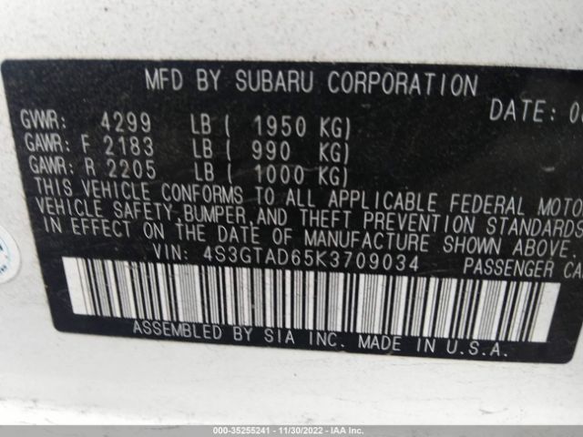 4S3GTAD65K3709034 Subaru Impreza Premium