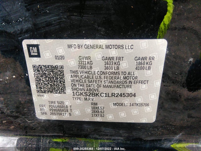2020 GMC Yukon, VIN: 1GKS2BKC1LR245304