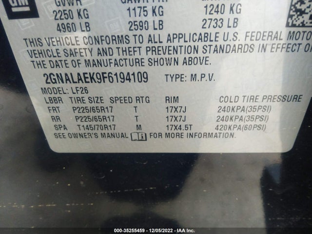 Chevrolet EQUINOX LS 2015 2GNALAEK9F6194109 Image 10