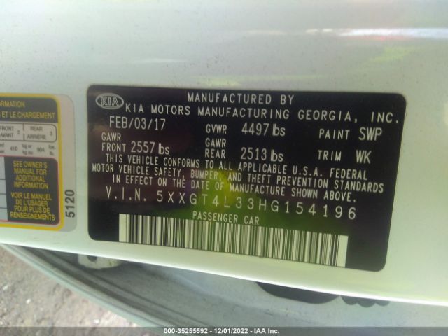 5XXGT4L33HG154196 KIA Optima Lx