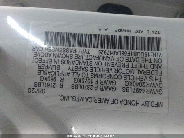 2020 Acura TLX, VIN: 19UUB1F58LA017925