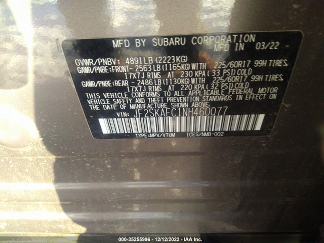 2022 Subaru Forester, VIN: JF2SKAEC1NH460077