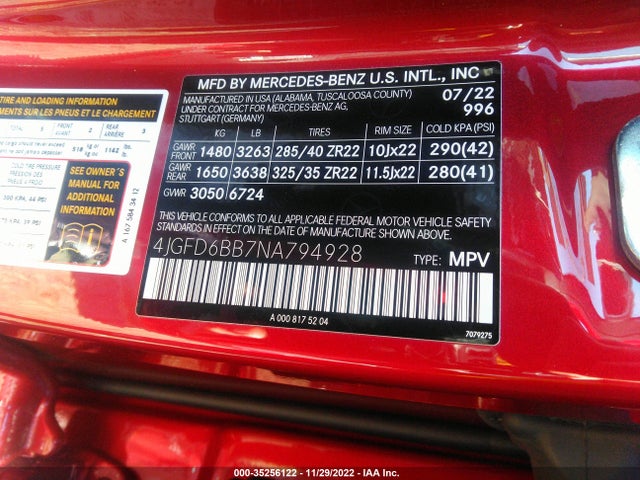 2022 Mercedes-Benz GLE-Class, VIN: 4JGFD6BB7NA794928