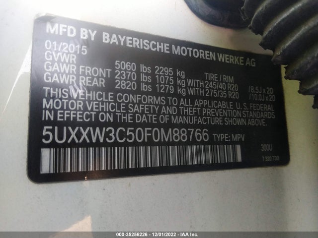 2015 BMW X4, VIN: 5UXXW3C50F0M88766