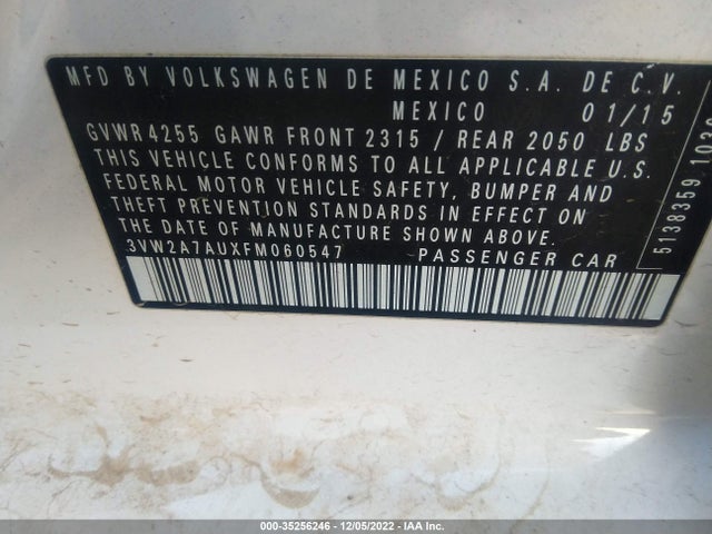 2015 Volkswagen Golf, VIN: 3VW2A7AUXFM060547