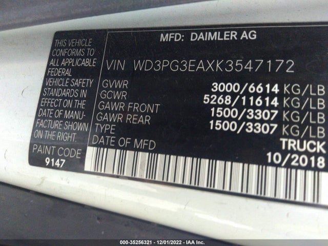 2019 Mercedes-Benz Metris, VIN: WD3PG3EAXK3547172