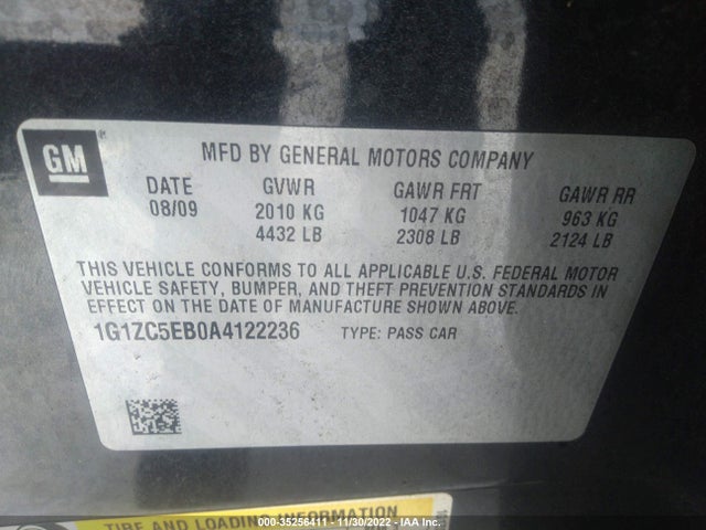 2010 CHEVROLET MALIBU LT W/1LT VIN: 1G1ZC5EB0A4122236