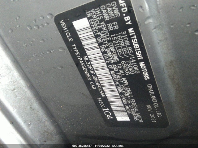 ML32FUFJ9NHF02566 Mitsubishi MIRAGE G4