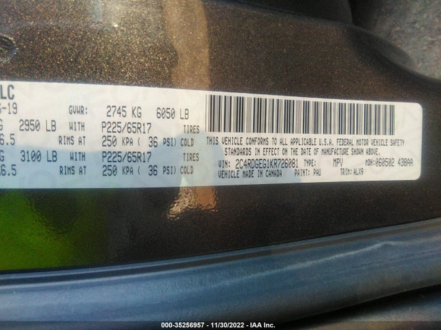 Dodge Grand Caravan Gt 2019 2C4RDGEG1KR726081 Image 9