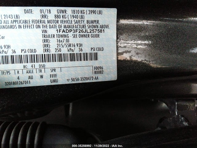 Ford FOCUS SE 2018 1FADP3F26JL257581 Image 10