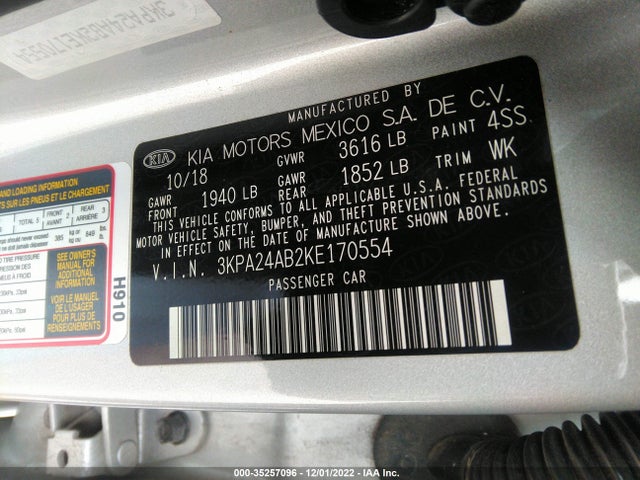 2019 Kia Rio, VIN: 3KPA24AB2KE170554