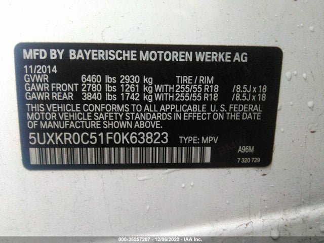 BMW X5 Xdrive35i 2015 5UXKR0C51F0K63823 Image 9