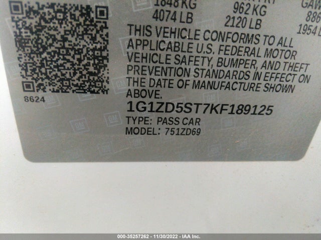 Chevrolet MALIBU LT 2019 1G1ZD5ST7KF189125 Image 10