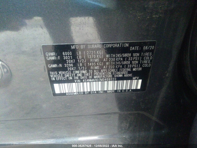 Subaru Ascent Touring 2021 4S4WMARD7M3409123 Image 10