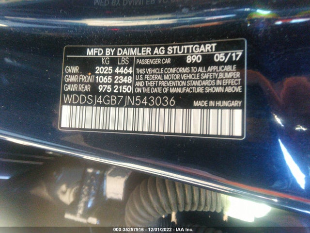 2018 Mercedes-Benz CLA-Class, VIN: WDDSJ4GB7JN543036