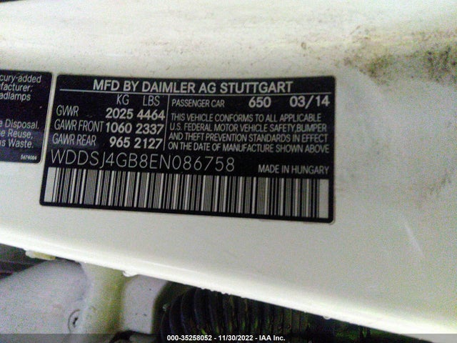 2014 MERCEDES-BENZ CLA-CLASS CLA 250 VIN: WDDSJ4GB8EN086758