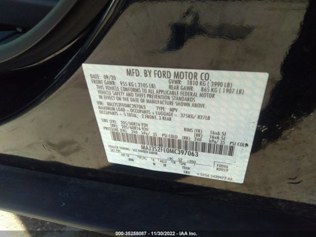 MAJ3S2FE0MC397063 Ford ECOSPORT S