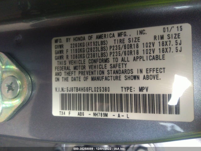 2015 Acura RDX, VIN: 5J8TB4H56FL025380