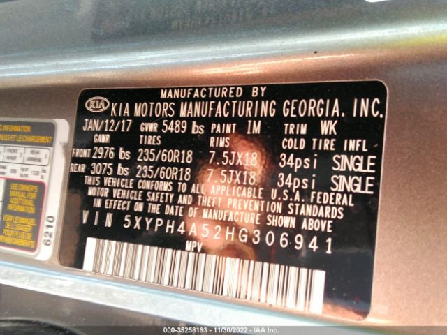 5XYPH4A52HG306941 KIA Sorento Ex V6