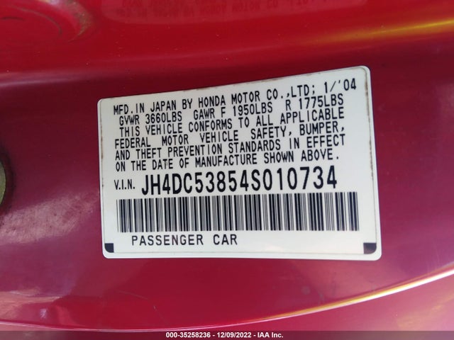 Acura RSX 2004 JH4DC53854S010734 Image 10