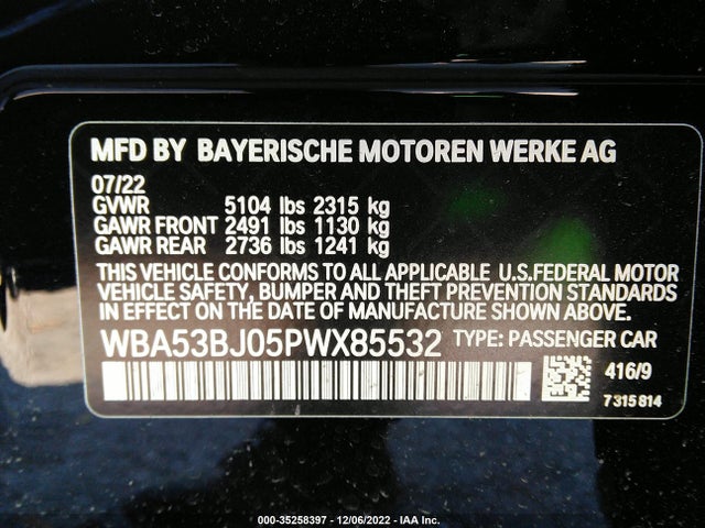 2023 BMW 5 Series, VIN: WBA53BJ05PWX85532