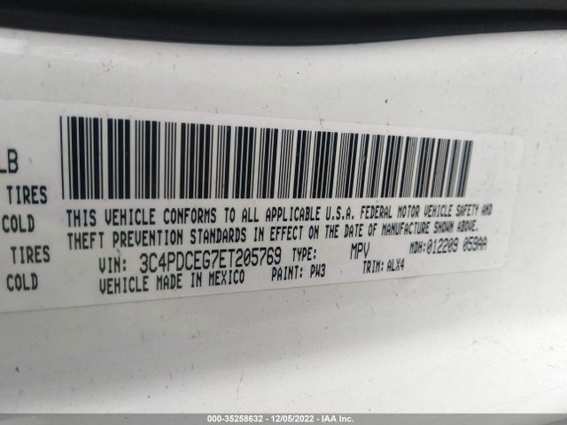 2014 DODGE JOURNEY R/T VIN: 3C4PDCEG7ET205769
