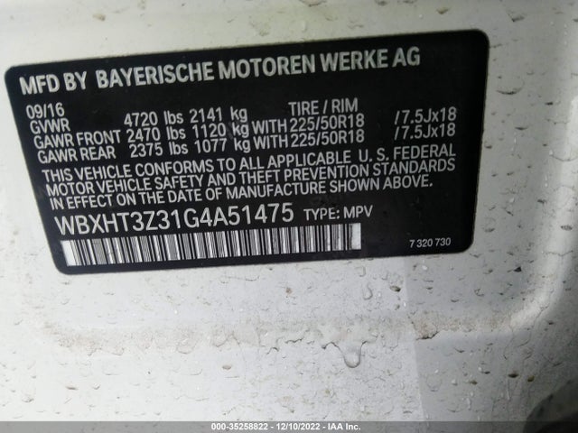 2016 BMW X1 XDRIVE28I VIN: WBXHT3Z31G4A51475