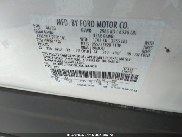 2020 Lincoln Aviator, VIN: 5LM5J7XC9LGL34608