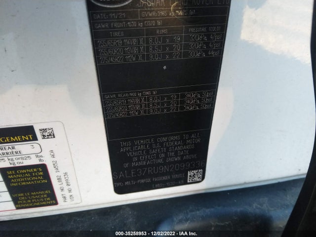 2022 Land Rover Defender, VIN: SALE37RU9N2099336