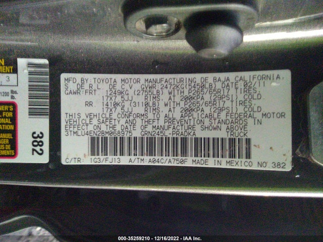 2011 TOYOTA TACOMA VIN: 3TMLU4EN2BM068975
