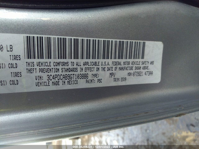 Dodge JOURNEY SE 2016 3C4PDCAB9GT103886 Image 9