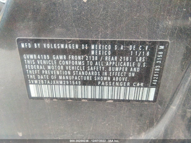 3VW2B7AJXHM291549 Volkswagen Jetta 1.4t S