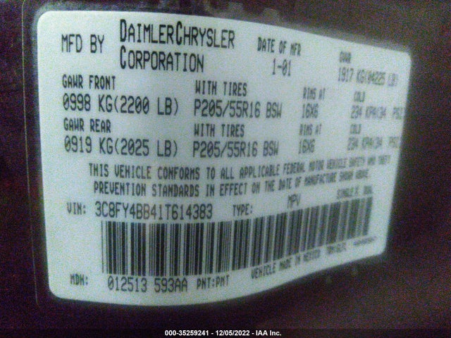 Chrysler Pt Cruiser 2001 3C8FY4BB41T614383 Image 10