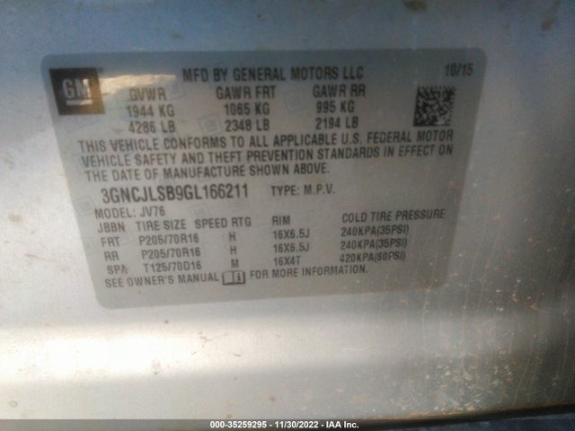 Chevrolet Trax Lt 2016 3GNCJLSB9GL166211 Image 10