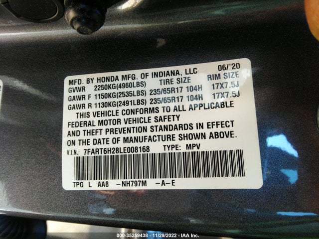 2020 Honda CR-V, VIN: 7FART6H28LE008168