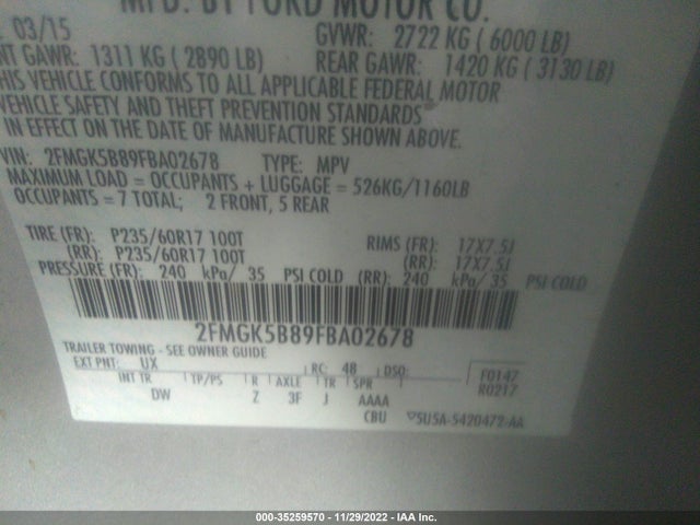 2015 Ford Flex, VIN: 2FMGK5B89FBA02678