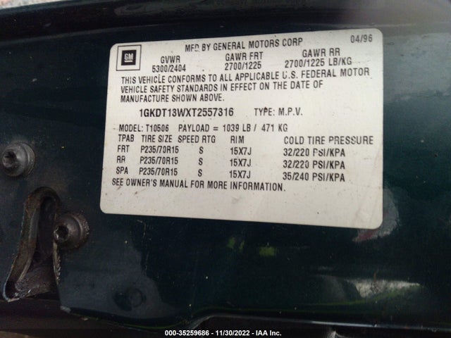 GMC Jimmy 1996 1GKDT13WXT2557316 Image 10